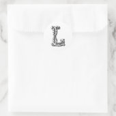 Monogramm-Buchstabe L im Schwarzen Runder Aufkleber (Tasche)