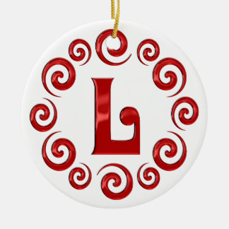 Monogramm-Buchstabe L Rot Keramikornament