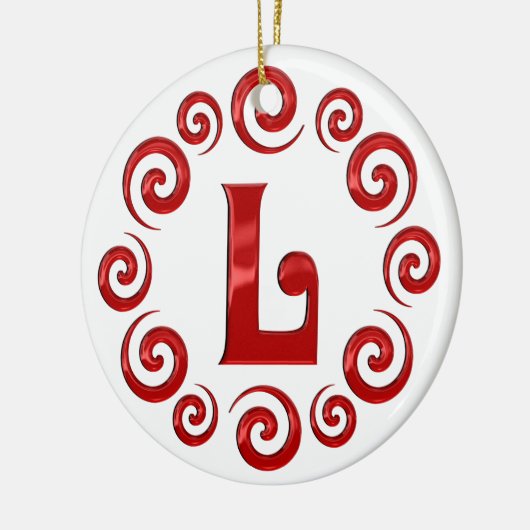 Monogramm-Buchstabe L Rot Keramikornament (Links)