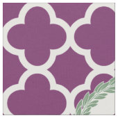 Monogramm-Buchstabe-lila grüner Lorbeer Quatrefoil Stoff (Nahaufnahme)