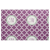 Monogramm-Buchstabe-lila grüner Lorbeer Quatrefoil Stoff (Fat Quarter (45,7 x 55,9 cm))