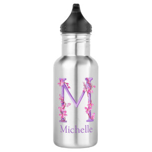 Monogramm Buchstabe M Name orcha rosa lila Edelstahlflasche