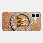 Monogramm Buchstabe M Roségold ✨ Glitter Luxus Chi iPhone Hülle (Rückseite (Horizontal))