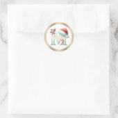 Monogramm Buchstabe M, Weihnachtsaufkleber für die Runder Aufkleber (Tasche)