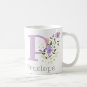Monogramm Buchstabe P & Christian Name Kaffeetasse