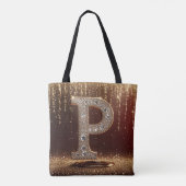 Monogramm Buchstabe P Gold Glitter Anfangsbuchstab Tasche (Rückseite)