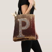 Monogramm Buchstabe P Gold Glitter Anfangsbuchstab Tasche (Von Nahem)