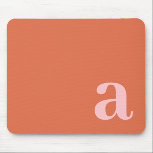 Monogramm Buchstabe Pink & Rot Minimalistisch Mousepad