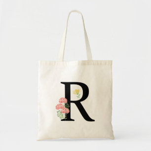 Monogramm Buchstabe R Aquarell Blumen modern chic Tragetasche