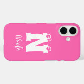 Monogramm Buchstabe Skript Name Rosa Case-Mate iPhone Hülle (Rückseite (Horizontal))