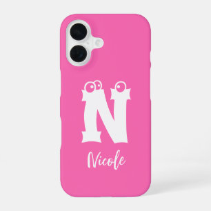 Monogramm Buchstabe Skript Name Rosa iPhone 16 Hülle