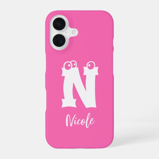 Monogramm Buchstabe Skript Name Rosa iPhone 16 Hülle (Rückseite)