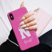 Monogramm Buchstabe Skript Name Rosa iPhone 16 Hülle