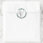 Monogramm Buchstabe V Minimalistischer botanischer Runder Aufkleber (Tasche)