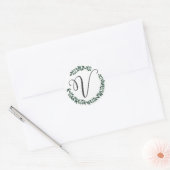 Monogramm Buchstabe V Minimalistischer botanischer Runder Aufkleber (Umschlag)