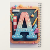 ✏️ Monogramm Buchstabe Zurück zur Schule Farbiger Notizblock (Rückseite)