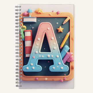 ✏️ Monogramm Buchstabe Zurück zur Schule Farbiger Notizblock