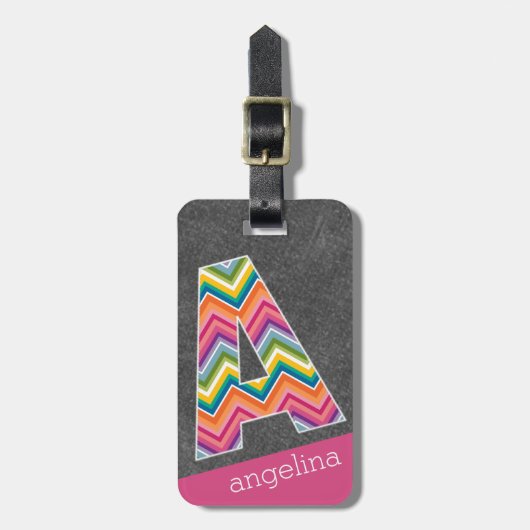 Monogramm-Buchstaben A mit leuchtenden Chevronen d Gepäckanhänger (Vorderseite vertikal)