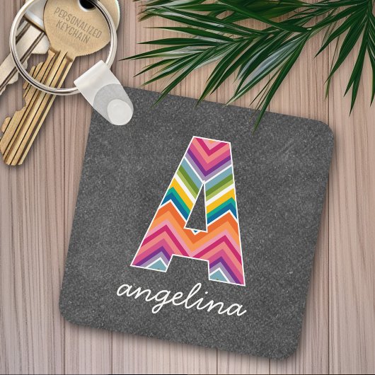 Monogramm-Buchstaben A mit leuchtenden Chevronen d Schlüsselanhänger