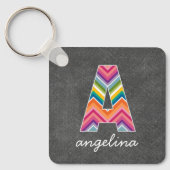 Monogramm-Buchstaben A mit leuchtenden Chevronen d Schlüsselanhänger (Vorderseite)