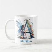 Monogramm Buchstaben A mit Name Fairy Kaffeetasse (Links)