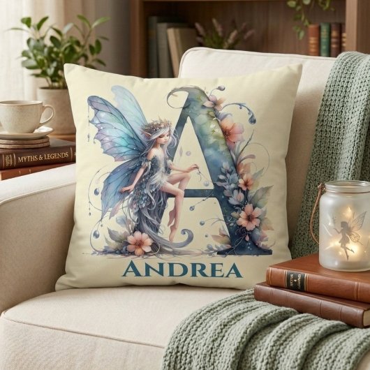 Monogramm Buchstaben A mit Name Fairy Kissen