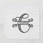 Monogramm Buchstaben C mit Familienname Mitteilungskarte (Vorne/Hinten)