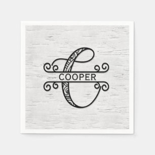 Monogramm Buchstaben C mit Familienname Serviette