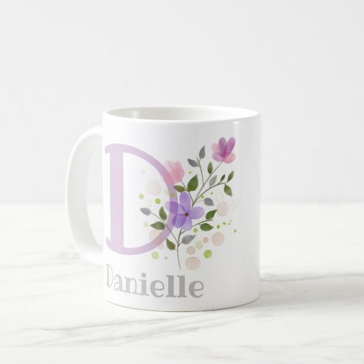 Monogramm Buchstaben D und Christlicher Name Kaffeetasse (Vorderseite Links)