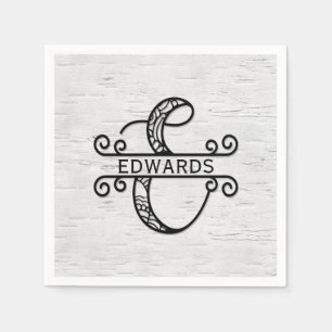 Monogramm Buchstaben E mit Familienname Serviette