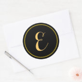 Monogramm Buchstaben E Skript Gold Farbe Runder Aufkleber (Umschlag)