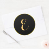 Monogramm Buchstaben E Skript Gold Farbe Runder Aufkleber (Umschlag)