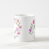 Monogramm Buchstaben F Lila und weiß mit Blume Kaffeetasse (Mittel)