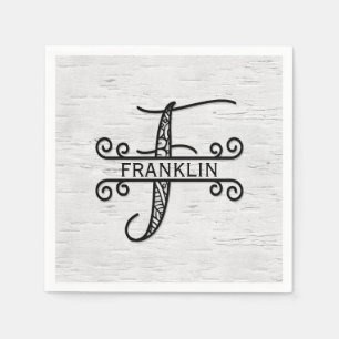 Monogramm Buchstaben F mit Familienname Serviette