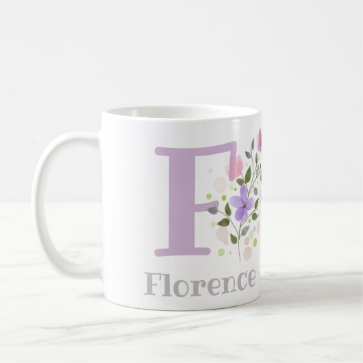 Monogramm Buchstaben F und Christlicher Name Kaffeetasse (Links)