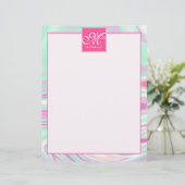 Monogramm-Buchstaben für aquamarines und rosa Marm (Stehend Vorderseite)