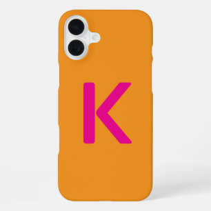 Monogramm-Buchstaben-Initialen Orange Pink Benutze iPhone 16 Plus Hülle