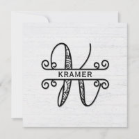 Monogramm Buchstaben K mit Familienname