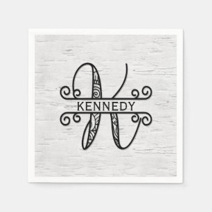 Monogramm Buchstaben K mit Familienname Serviette