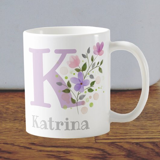 Monogramm Buchstaben K und Christlicher Name Kaffeetasse