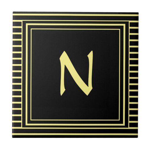 Monogramm-Buchstaben N Streifen Fliese (Vorderseite)