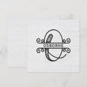 Monogramm Buchstaben O mit Familienname Mitteilungskarte (Vorne/Hinten)