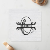 Monogramm Buchstaben O mit Familienname Mitteilungskarte (Vorderseite/Rückseite Beispiel)