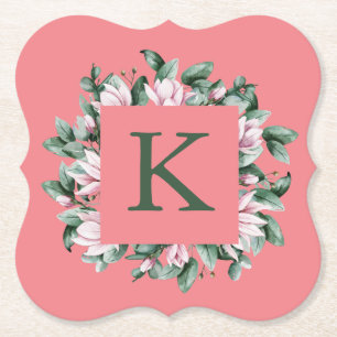 Monogramm-Buchstaben-Quadratisches Blumenmotiv     Untersetzer