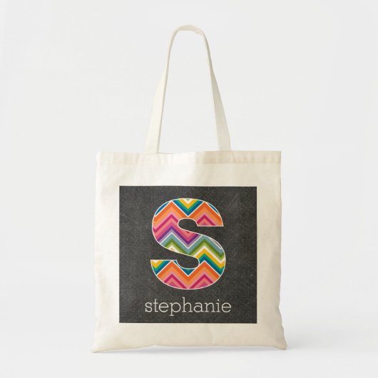 Monogramm-Buchstaben S mit leuchtenden Chevronen d Tragetasche (Vorne)