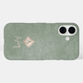 Monogramm Buchstaben und Skriptname Salbei Leder Case-Mate iPhone Hülle (Rückseite (Horizontal))