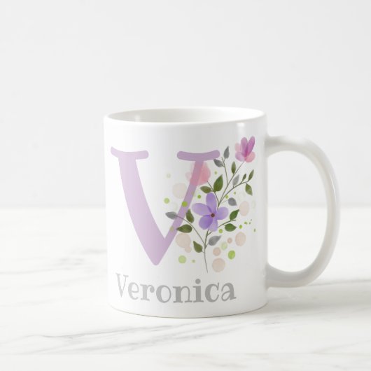 Monogramm Buchstaben V und Christlicher Name Veron Kaffeetasse (Rechts)