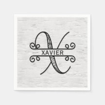 Monogramm Buchstaben X mit Familienname