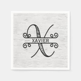 Monogramm Buchstaben X mit Familienname Serviette