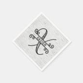 Monogramm Buchstaben X mit Familienname Serviette (Ecke)